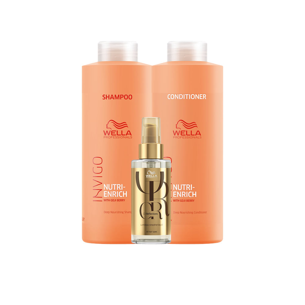 Kit Wella Professionals Invigo Nutri-Enrich Salon Trio com Oil Reflections (3 Produtos)