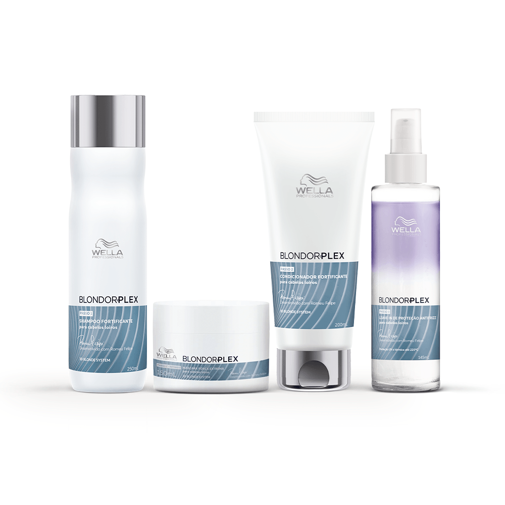 Kit Blondorplex - Shampoo + Condicionador + Máscara + Leave-In - LOJA WELLA